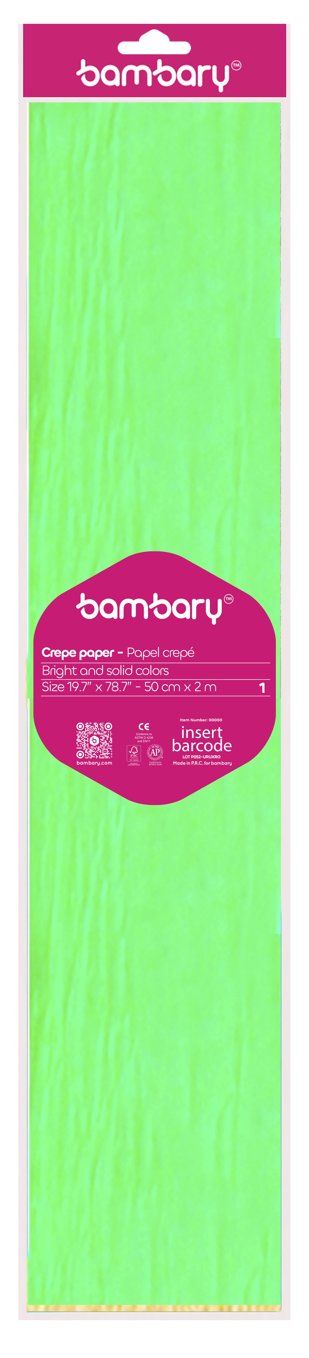 Fluorescent Crepe Paper  50 cm x 2 m Bag