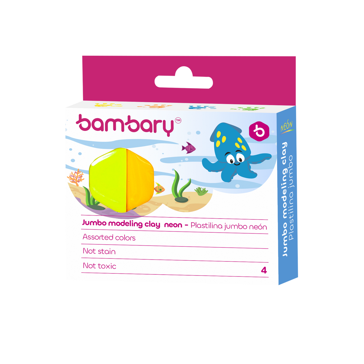 Modelling Clay Jumbo 78 gr Bar 4 Neon Colors Box 4 unt 1