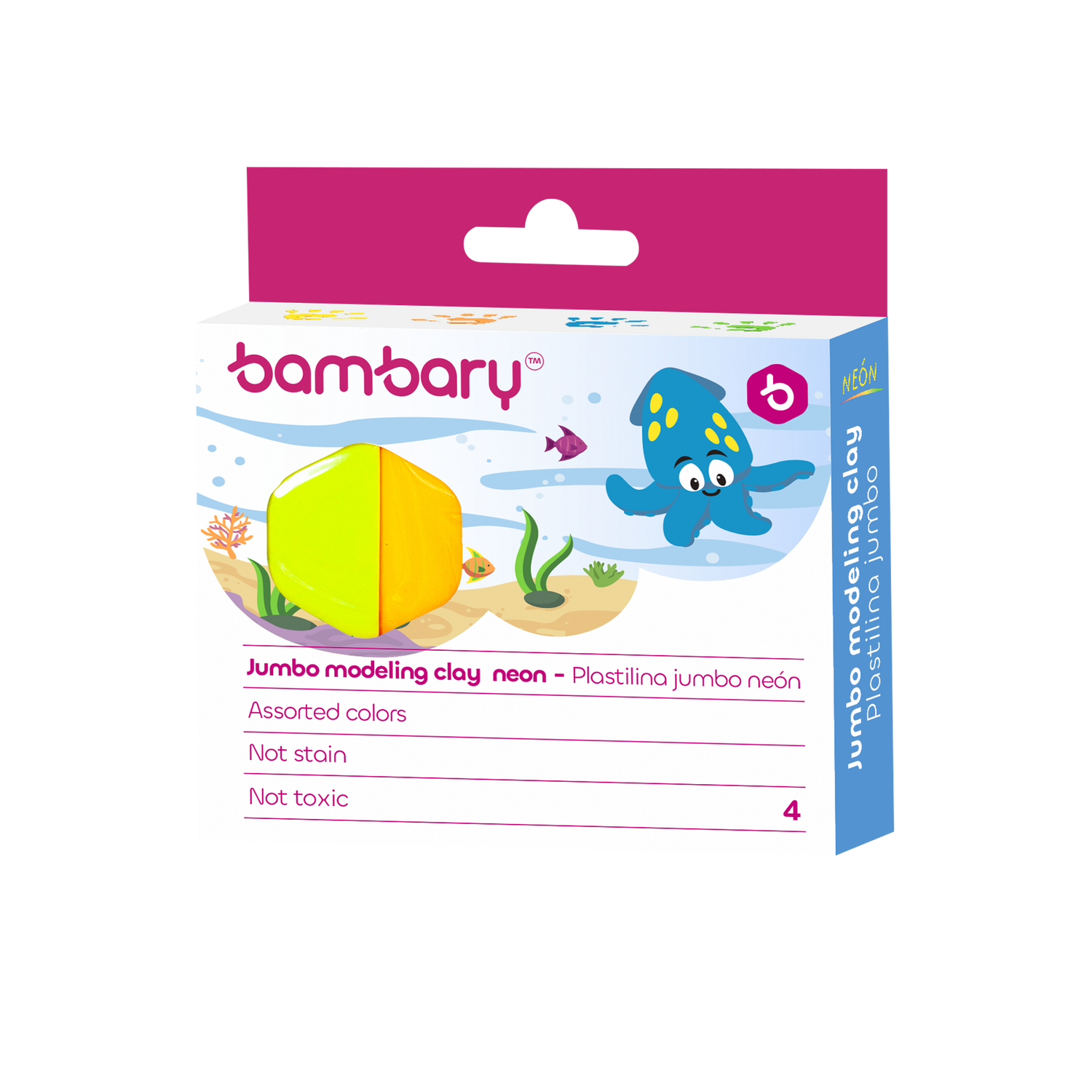 Modelling Clay Jumbo 78 gr Bar 4 Neon Colors Box 4 unt 1