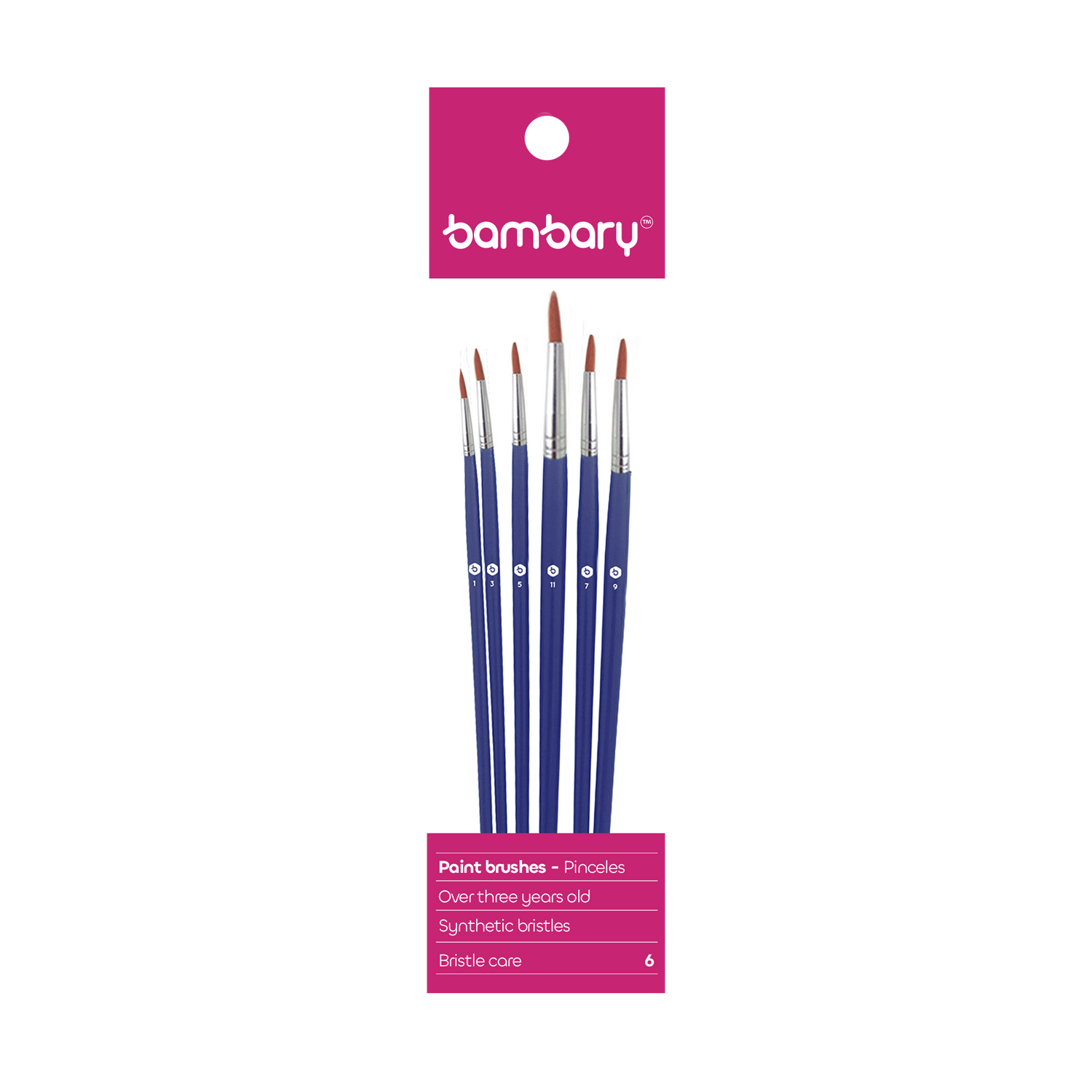 Paintbrush Set No.2/4/6/8/10/12 Syntetic Brush Round Head Wood Handle Opp Bag 6 unt