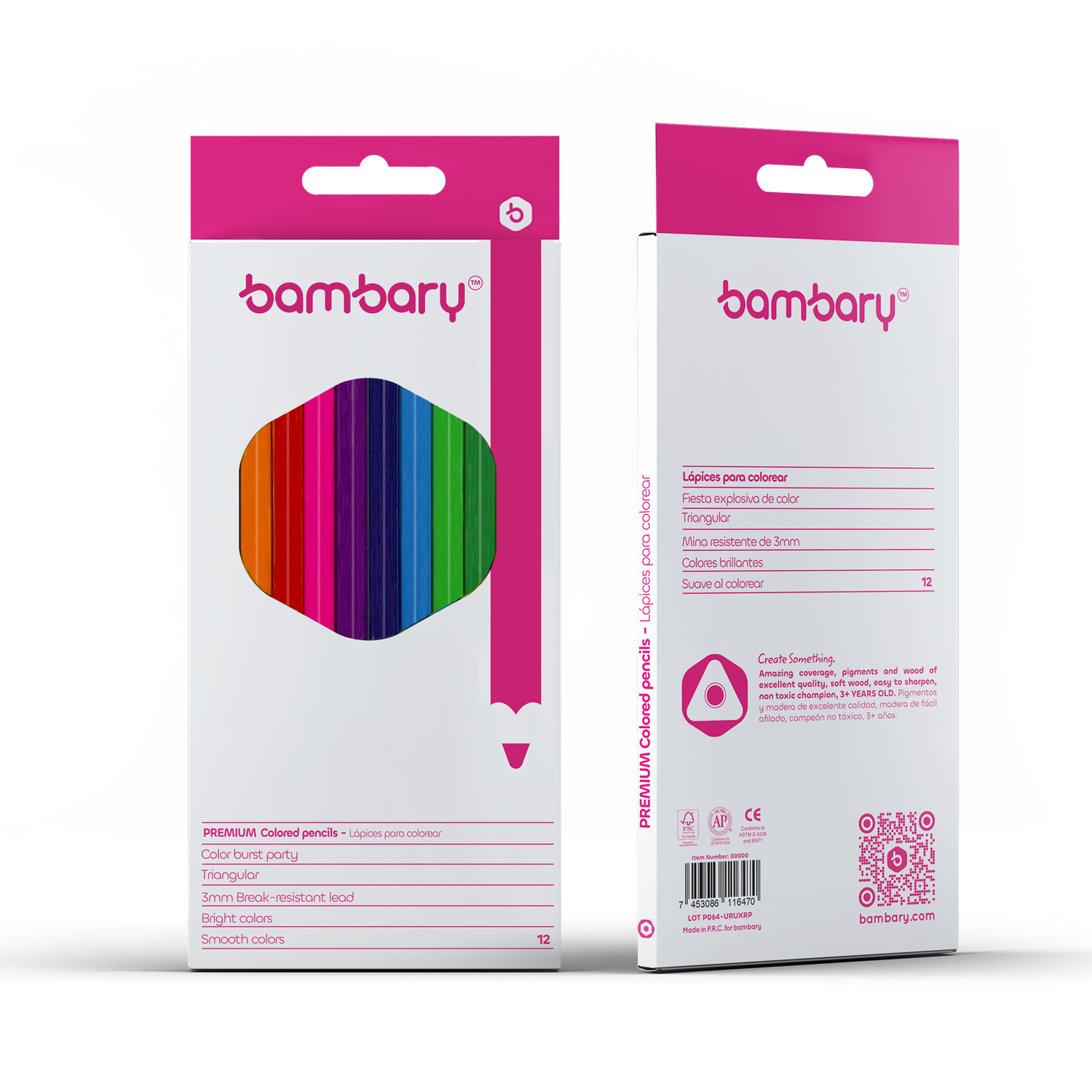 Triangular Color Pencils 7" X3.0 mm Box 12 unt
