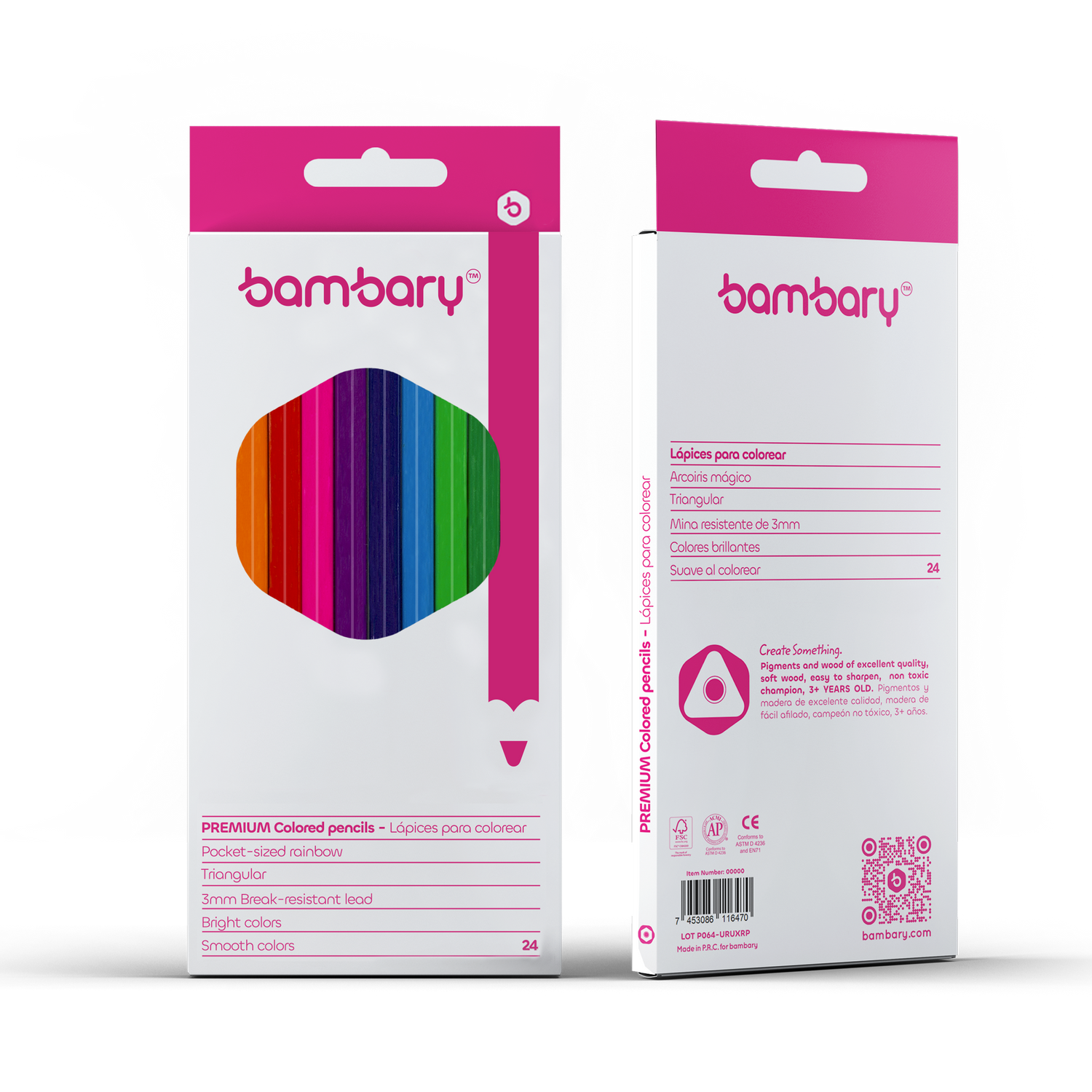 Triangular Color Pencils 7" X3.0mm Box 24 unt