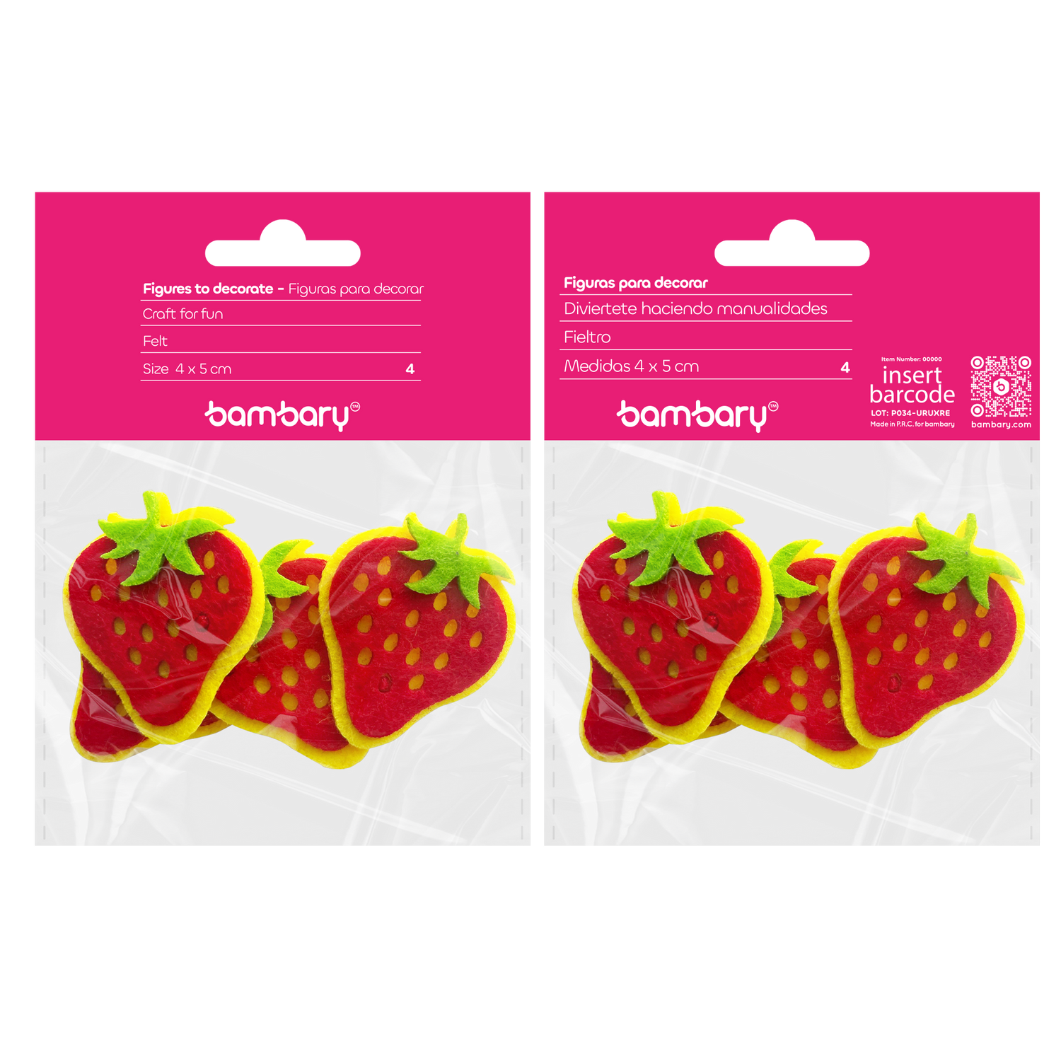 Felt figures - strawberry - 4 pcs