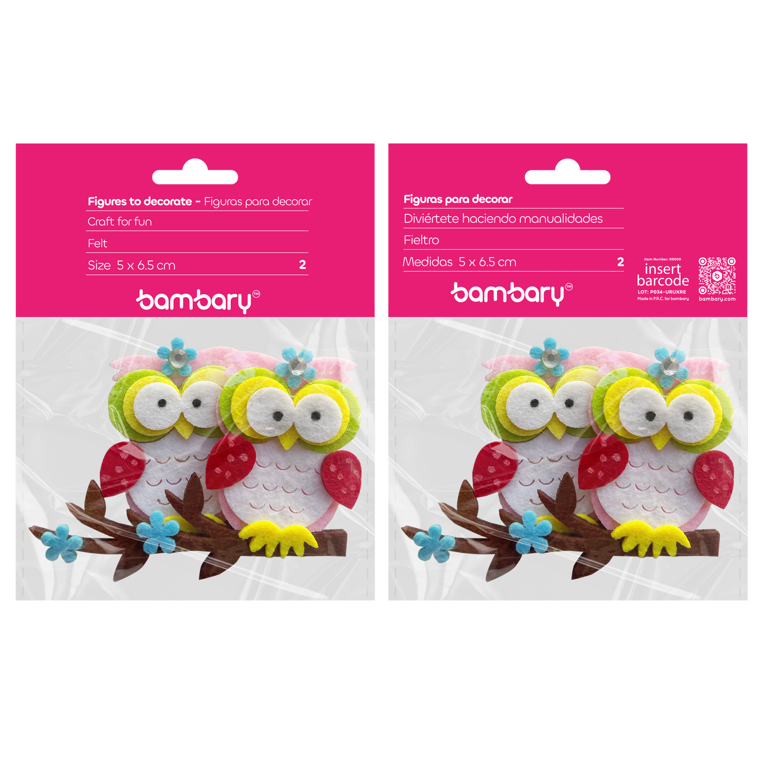 Felt figures - Owls - 2 pcs