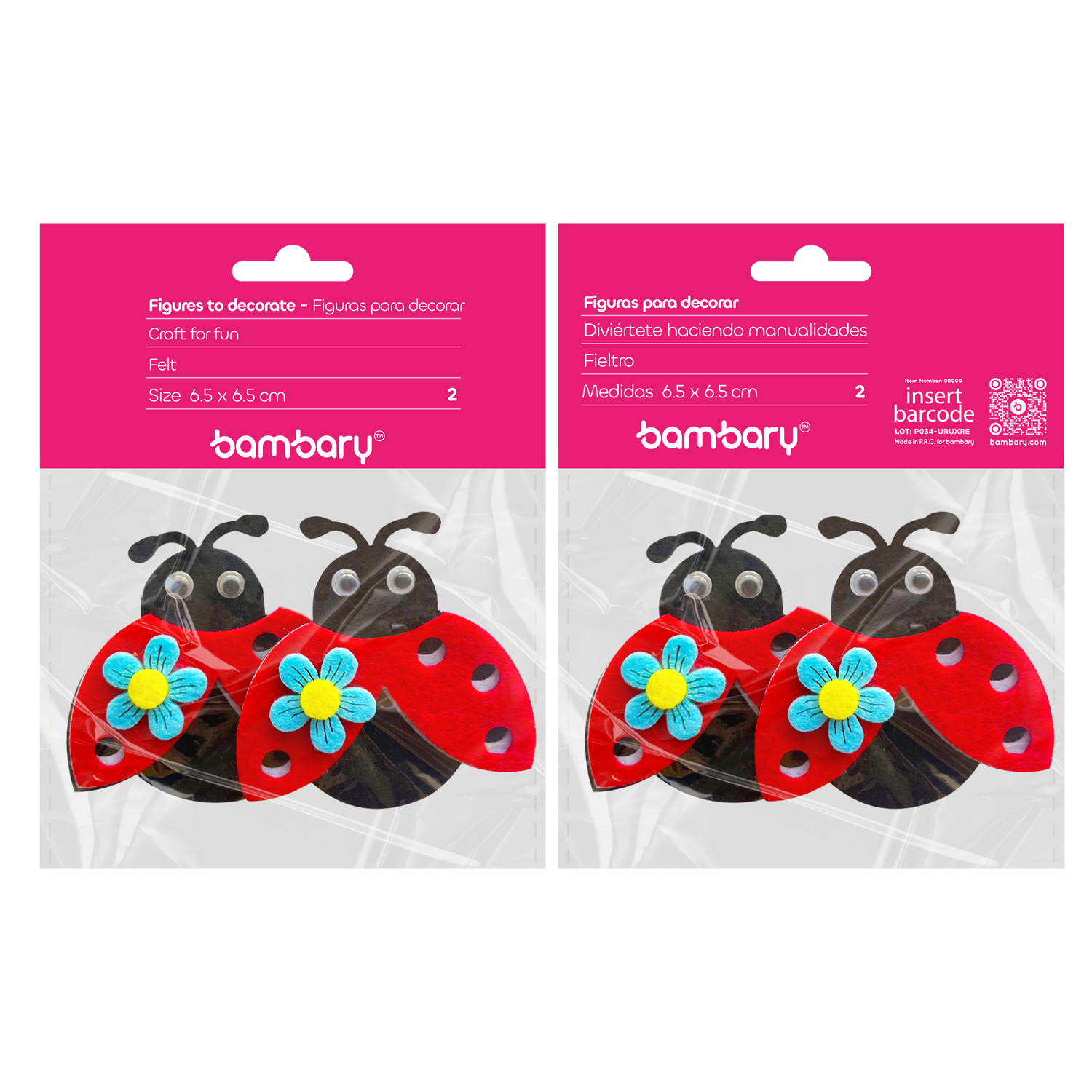 Felt figures - Ladybirds  - 2 pcs