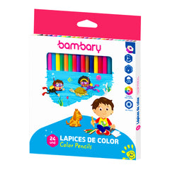 Hexagonal Color Pencils 7" X3.0 mm Box  24 unt - Bambary