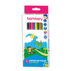 Round Color Pencils 7" X3.0 mm Box 12 unt - Bambary