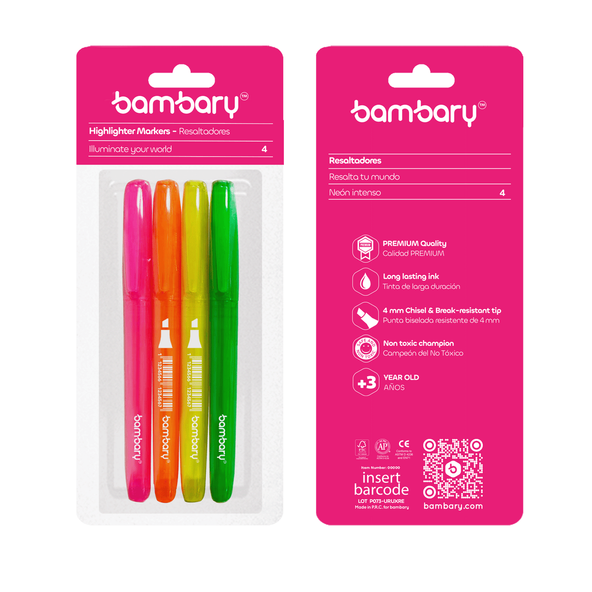 Highlighter markers set 1 - 4 pcs