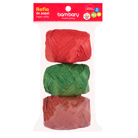 Paper Raffia 3,5 cm x 10 m Bag x 3 Unt Multicolor Sets