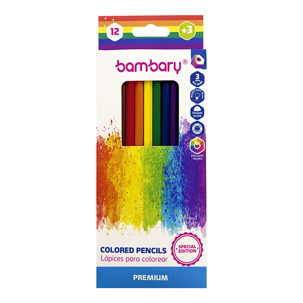 Hexagonal Color Pencils  7" X3.0 mm Box 12 unt Special Edition