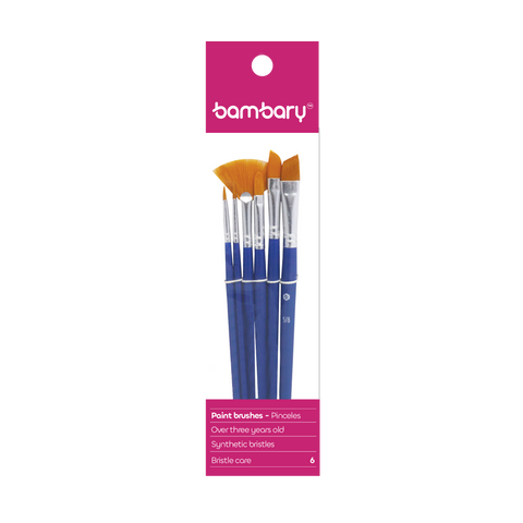 Paintbrush Set No. 000/0/6/8&3/8&5/8 Assorted Sisez And Tios Nylon Brush Wood Handle Opp Bag 6 unt