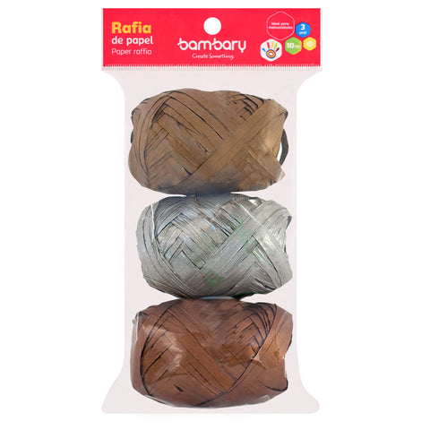 Paper Raffia 3,5 cm x 10 m Bag x 3 Unt Multicolor Sets