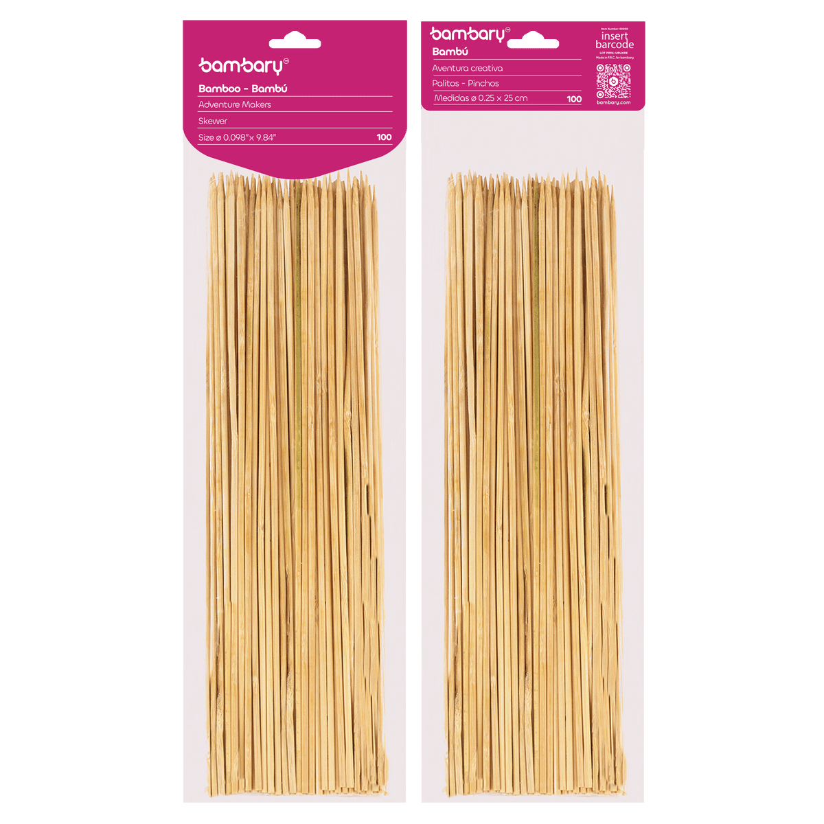 Bamboo Skewers Ø 2,5 x 250 mm Bag x 100 unt