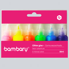 Neon color glitter glue set 20 ml x 6 unt