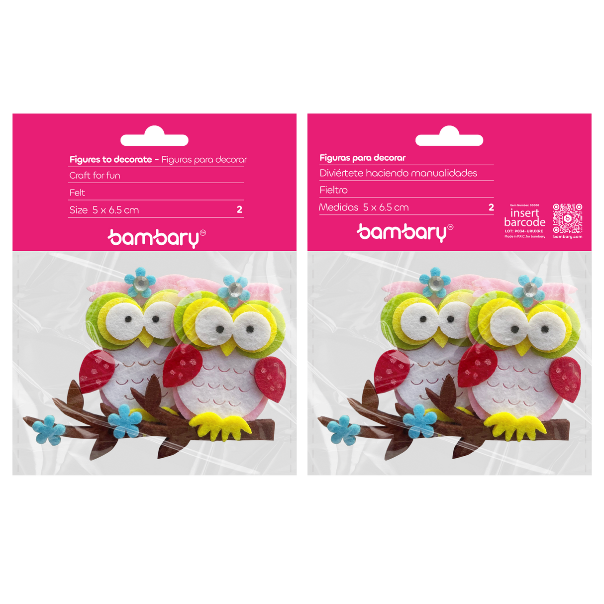 Felt figures - Owls - 2 pcs