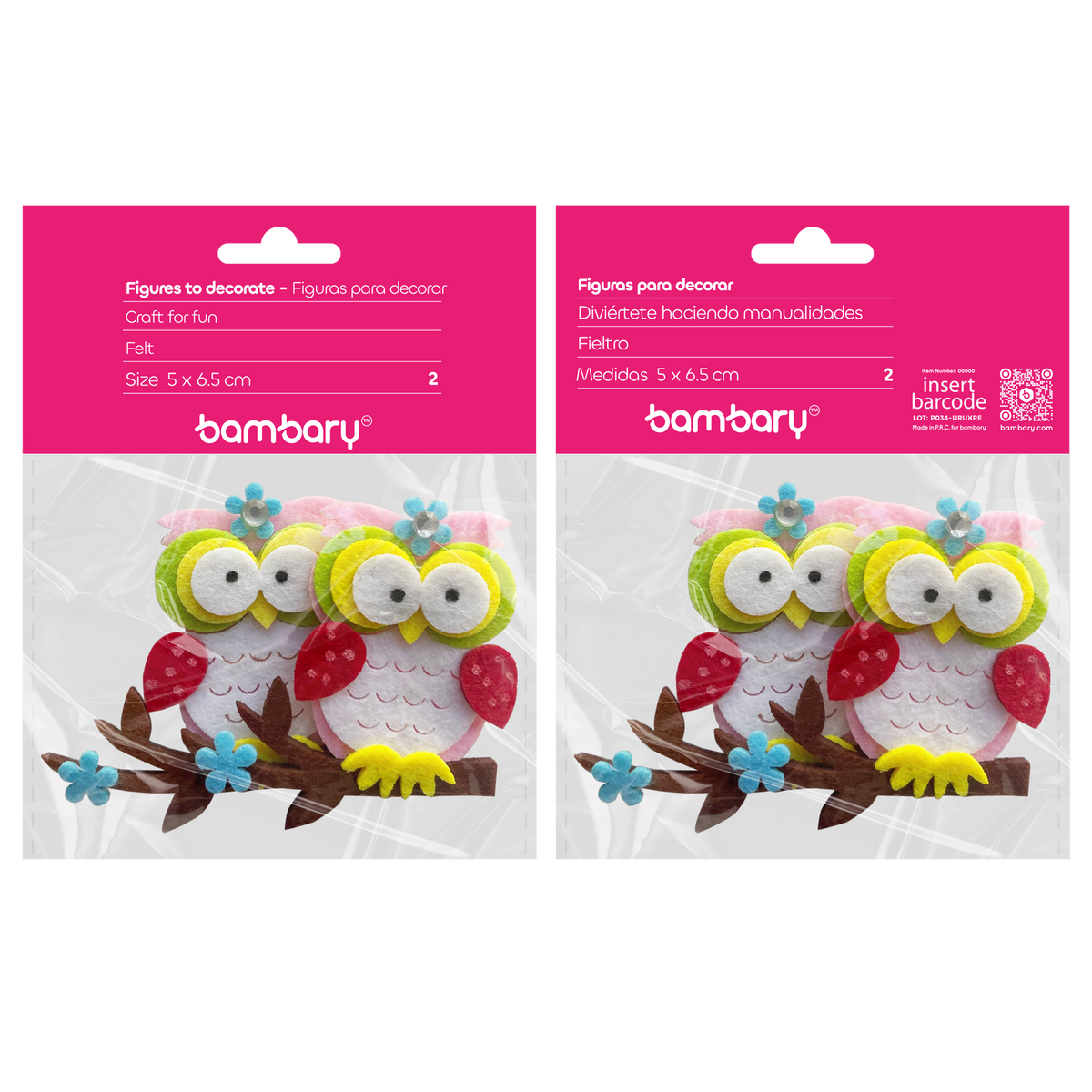 Felt figures - Owls - 2 pcs