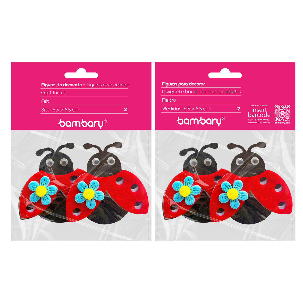 Felt figures - Ladybirds  - 2 pcs