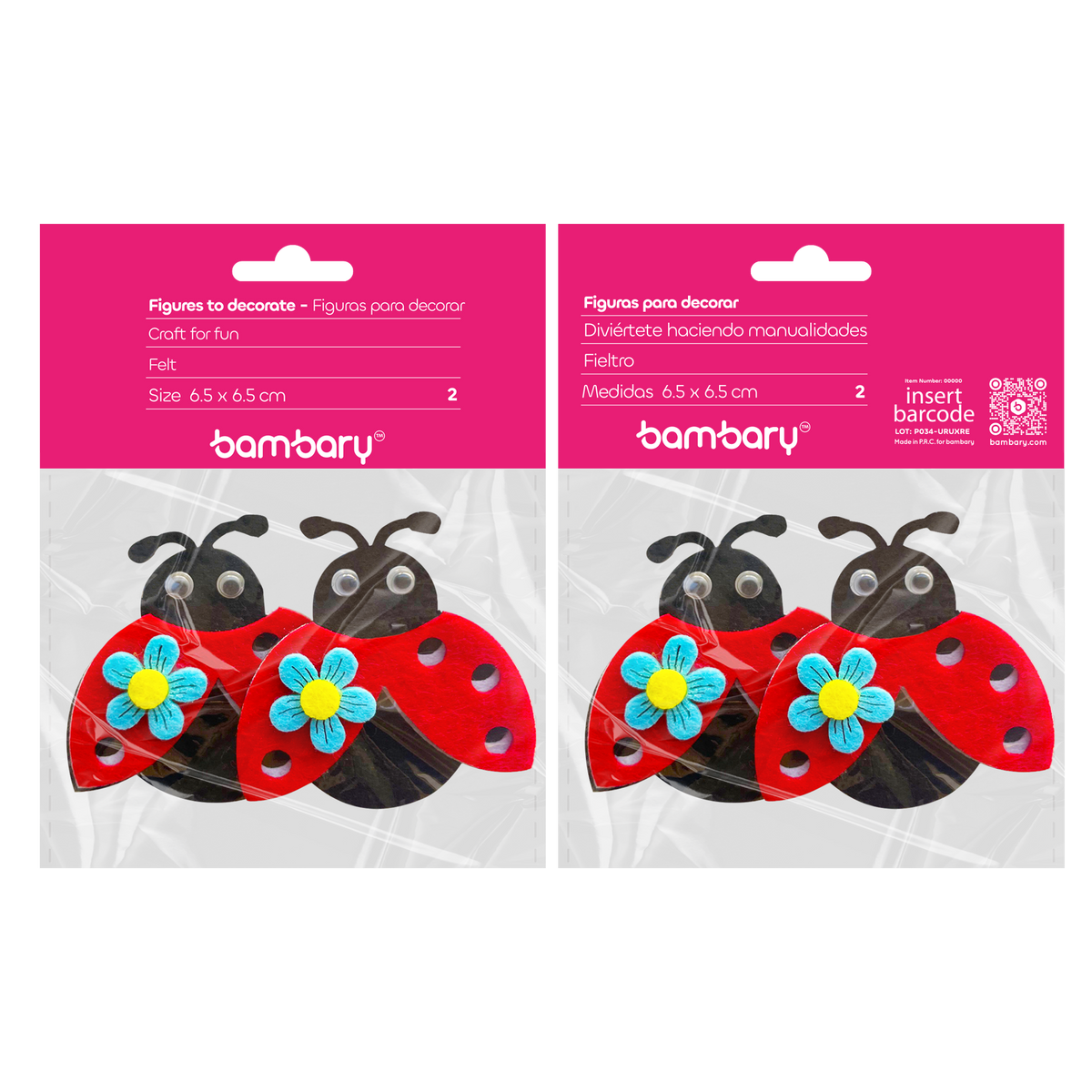 Felt figures - Ladybirds  - 2 pcs