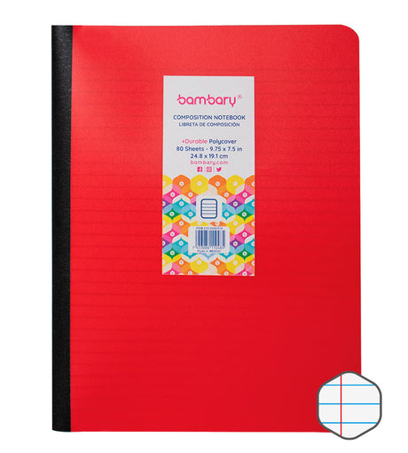 Composition Notebook 24 8x19 1 cm 56 GSM 100 SH College Ruled Polycover - Bambary