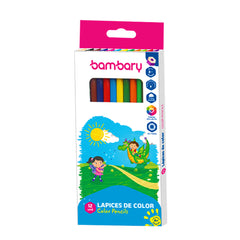 Hexagonal Color Pencils 7" X3.0mm Box 12 unt - Bambary