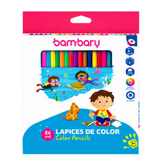 Hexagonal Color Pencils 7" X3.0 mm Box  24 unt - Bambary