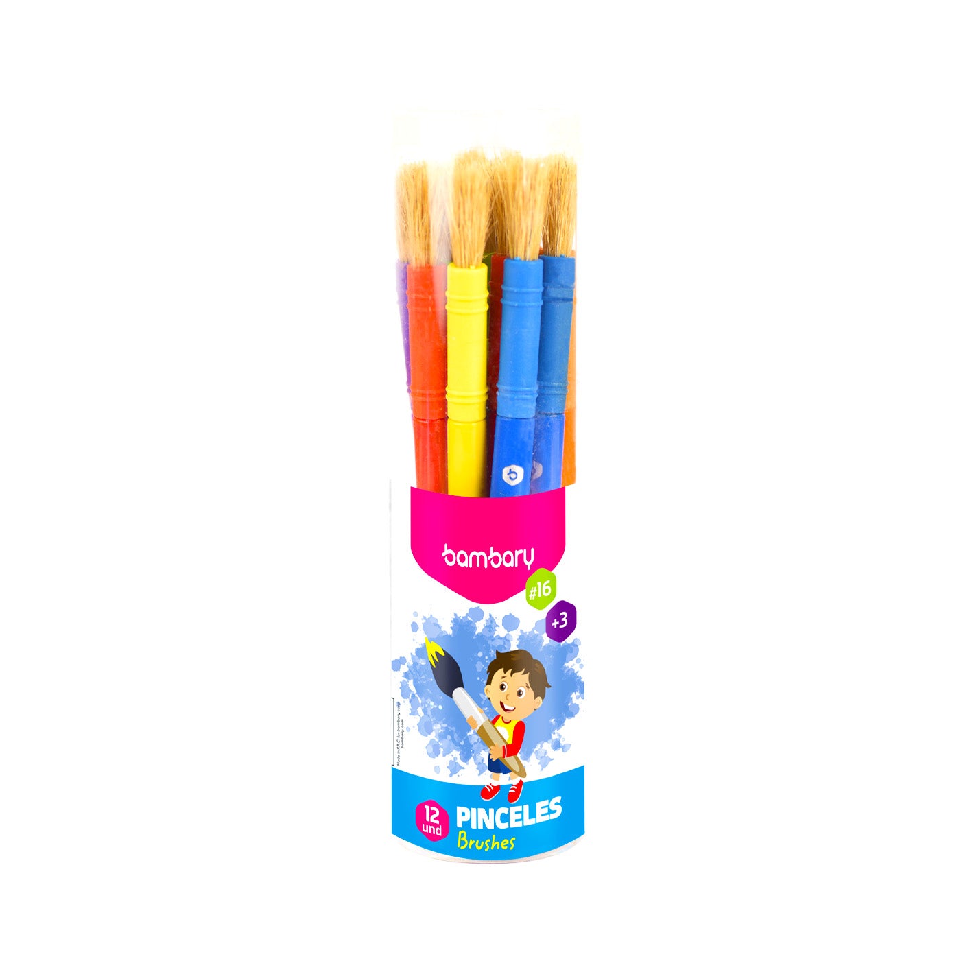 Paintbrush Jumbos For Kids In Colors PVC Can 12 unt - Bambary