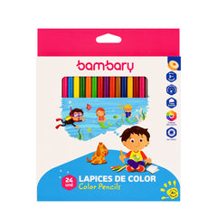 Round Color Pencils 7" X3.0mm Box 24 unt - Bambary
