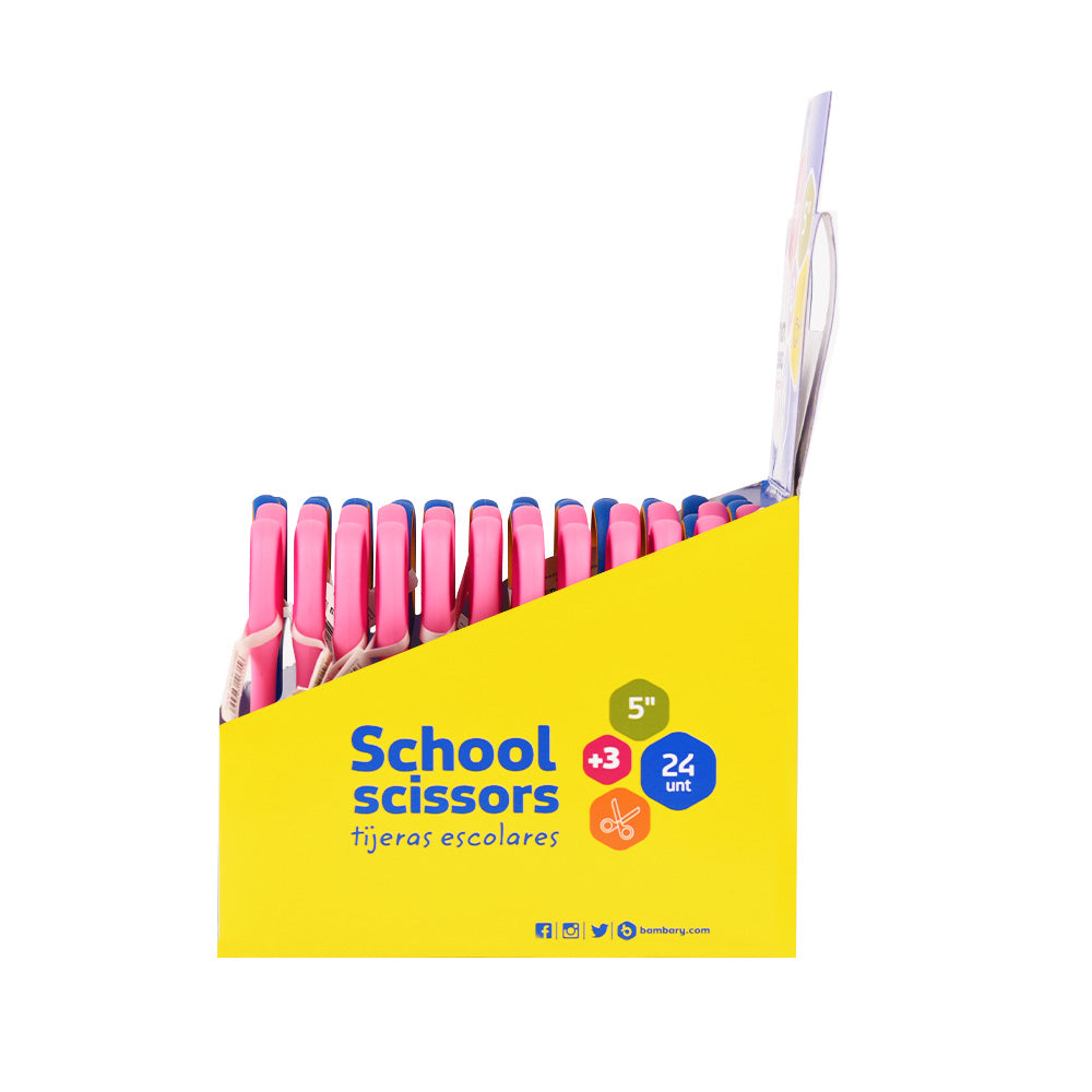 Scissor Roud Tip 5"  PVC Handle Box 24 unt - Bambary