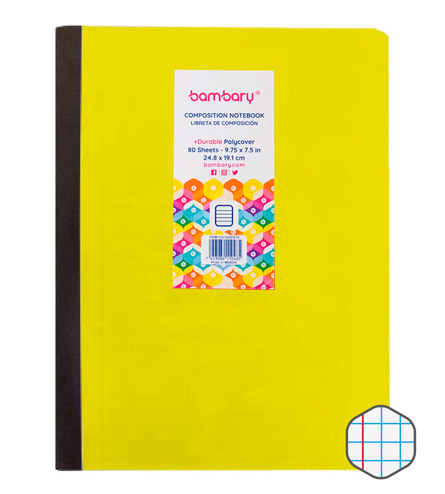 Student Composition Notebook 24 8x19 1 cm 56 GSM 100 SH Graph Lines Polycover - Bambary