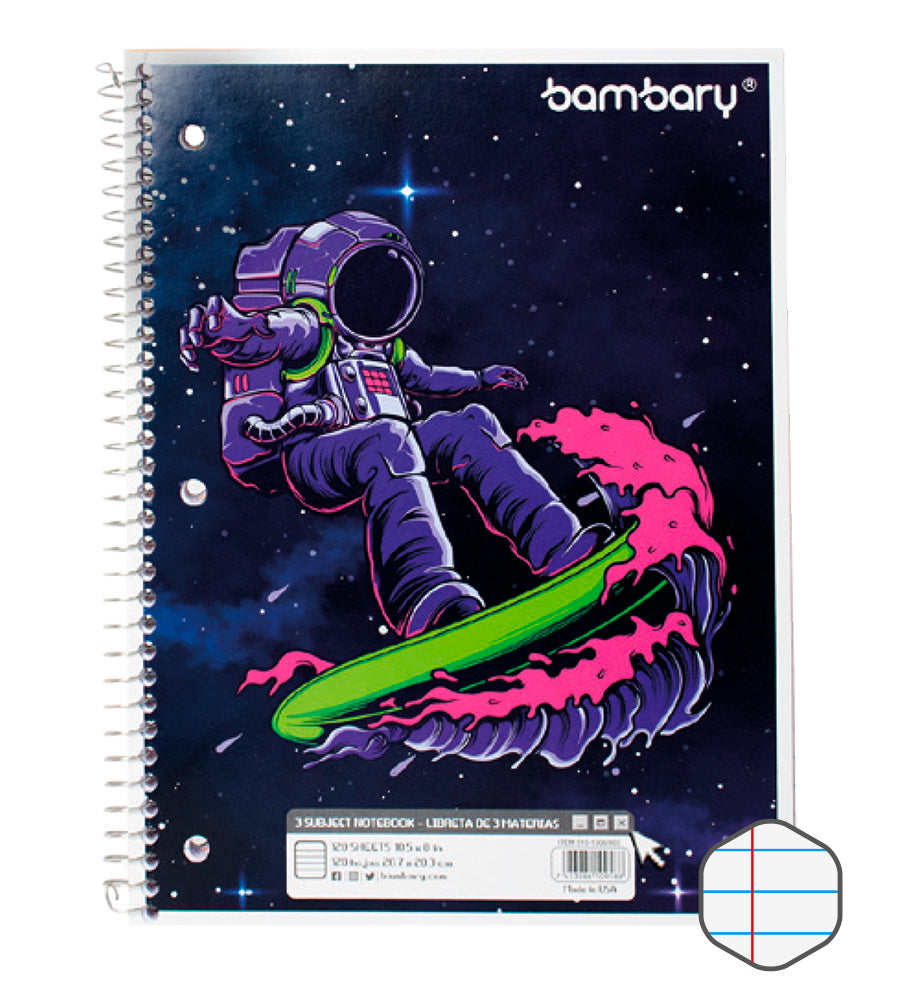 Student Spring Notebook 26 7x20 3 cm 56 GSM 120 SH 3 SJ College Ruled - Bambary