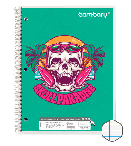 Student Spring Notebook 26 7x20 3 cm 56 GSM 180 SH 5 SJ College Ruled - Bambary