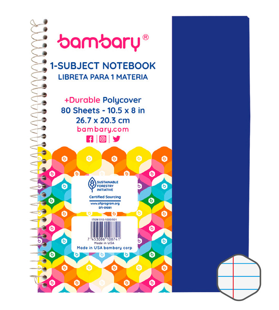 Student Spring Notebook 26 7x20 3 cm 56 GSM 70 SH 1 SJ College Ruled - Bambary