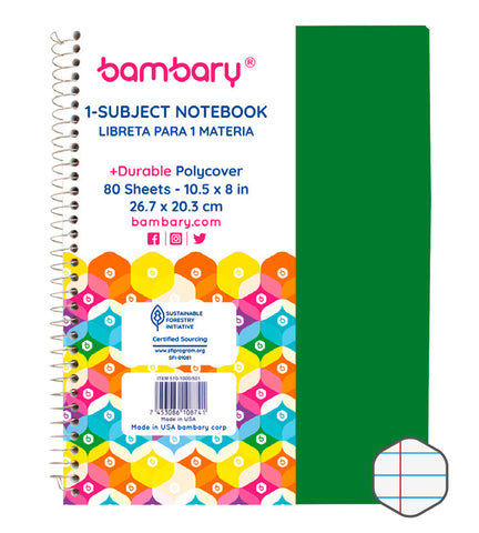 Student Spring Notebook 26 7x20 3 cm 56 GSM 70 SH 1 SJ College Ruled - Bambary