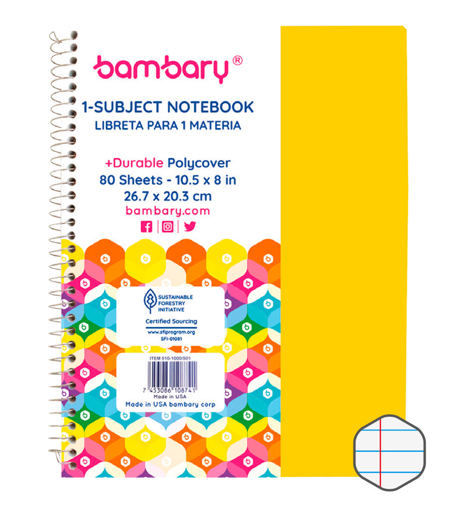 Student Spring Notebook 26 7x20 3 cm 56 GSM 70 SH 1 SJ College Ruled - Bambary