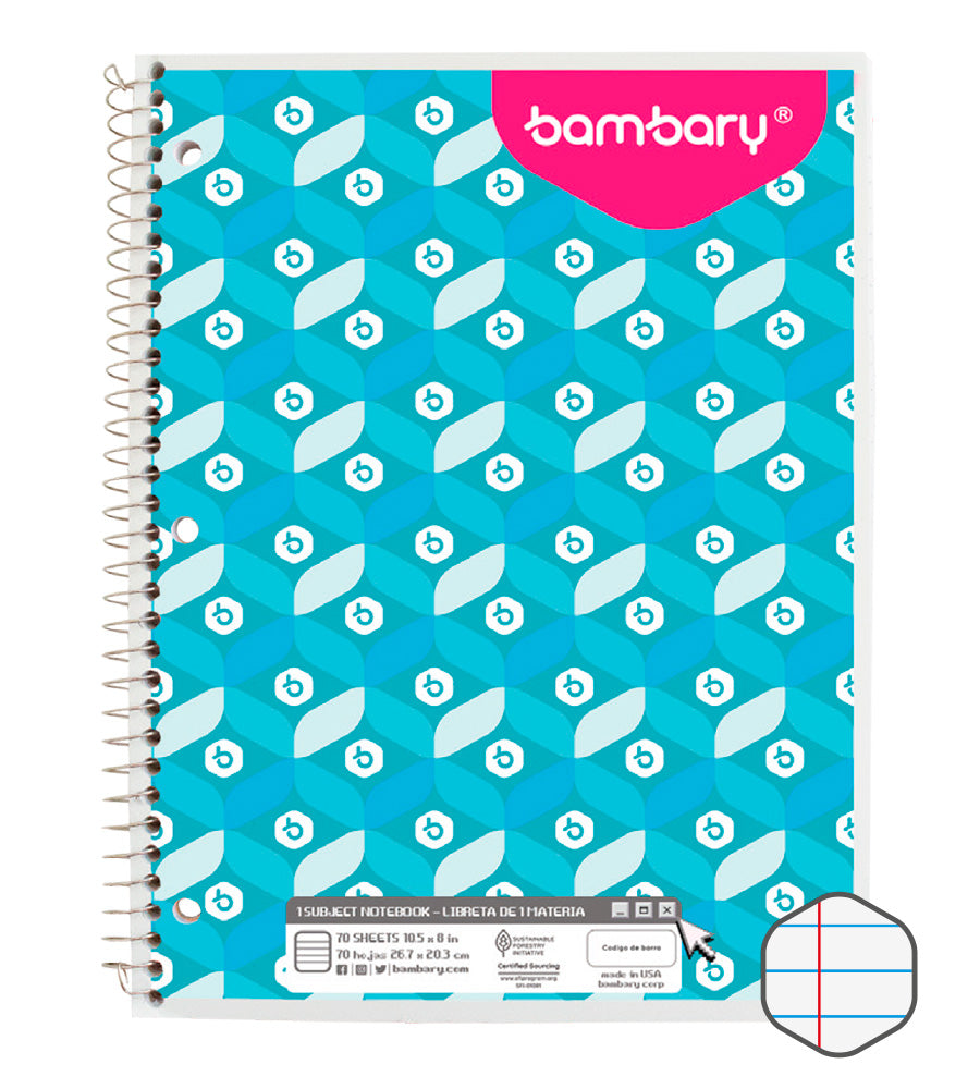 Student Spring Notebook 26 7x20 3 cm 56 GSM 80 SH 1 SJ College Ruled - Bambary