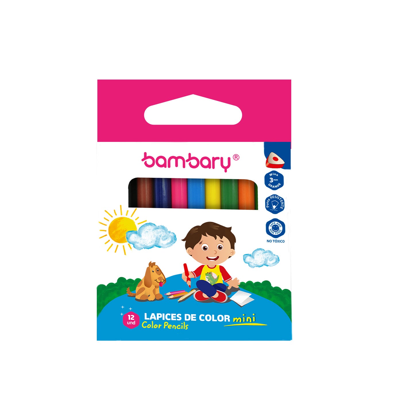 Triangular Mini Color Pencils 3.5" X3.0mm Box 12 unt - Bambary