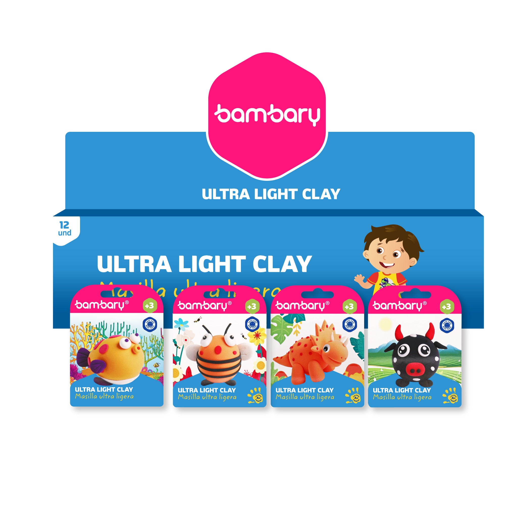 Ultra Light Clay Assorted Designs Box 12 unt - Bambary